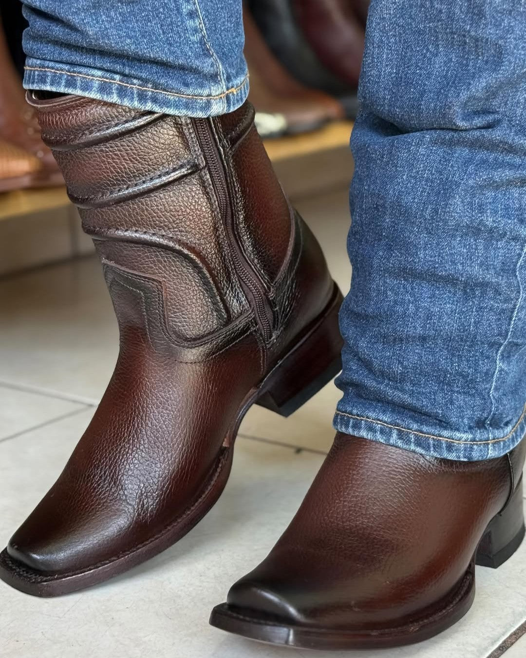Elegant Dark Brown Suede Cowboy Boots