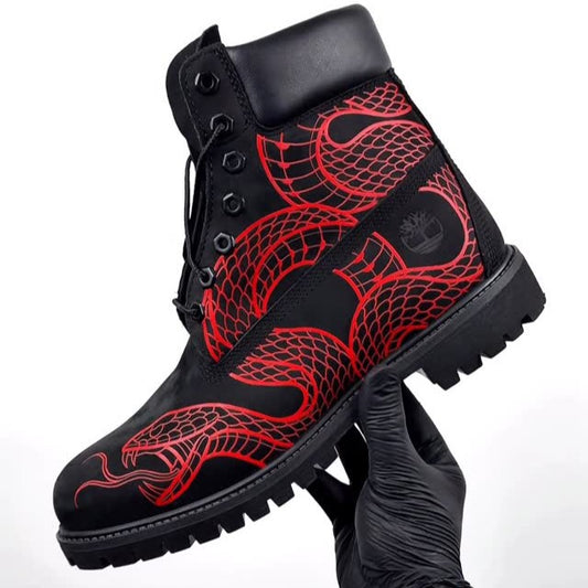 Red Snakeskin 6-inch Outdoor Sports Boots