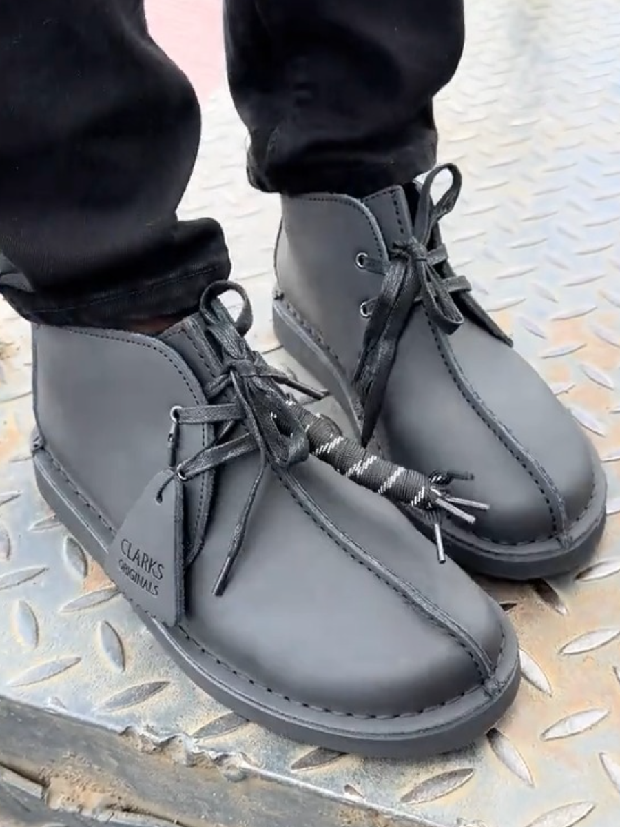 Clarks Originals Black Leather Boots.