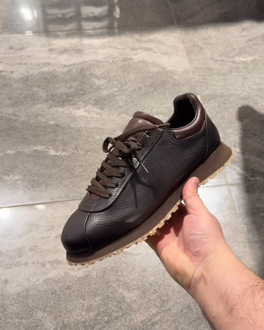 Brown Sheepskin Platform Sneakers