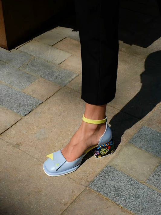 Leather Chunky Heel Women's Mid-heel Shoes