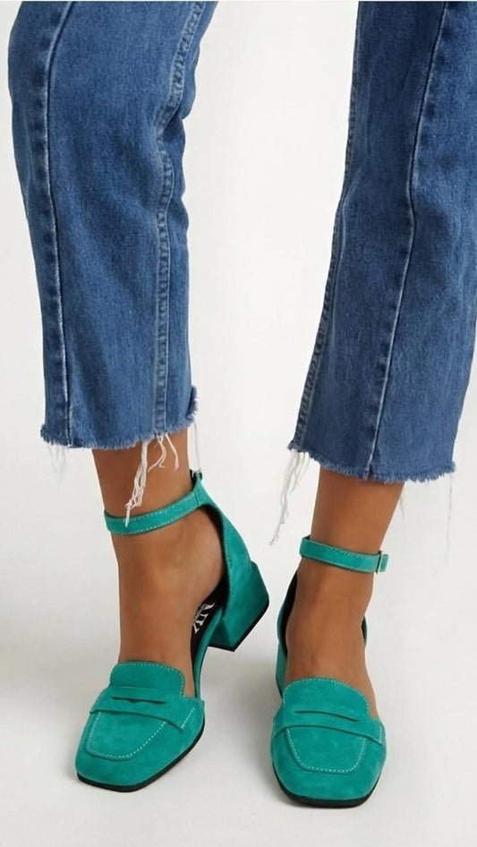 Women's Suede Chunky Heel Shoes