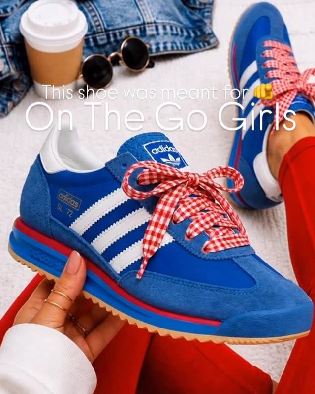 SL 72 RS “Blue Scarlet” Sneakers with Red and White Laces