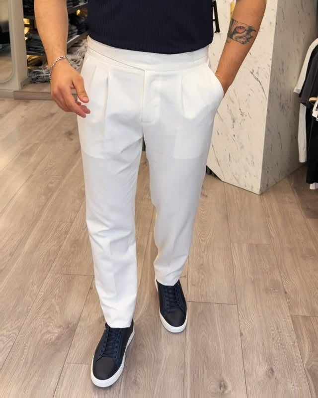 Adjustable Belt Men's Suit Trousers