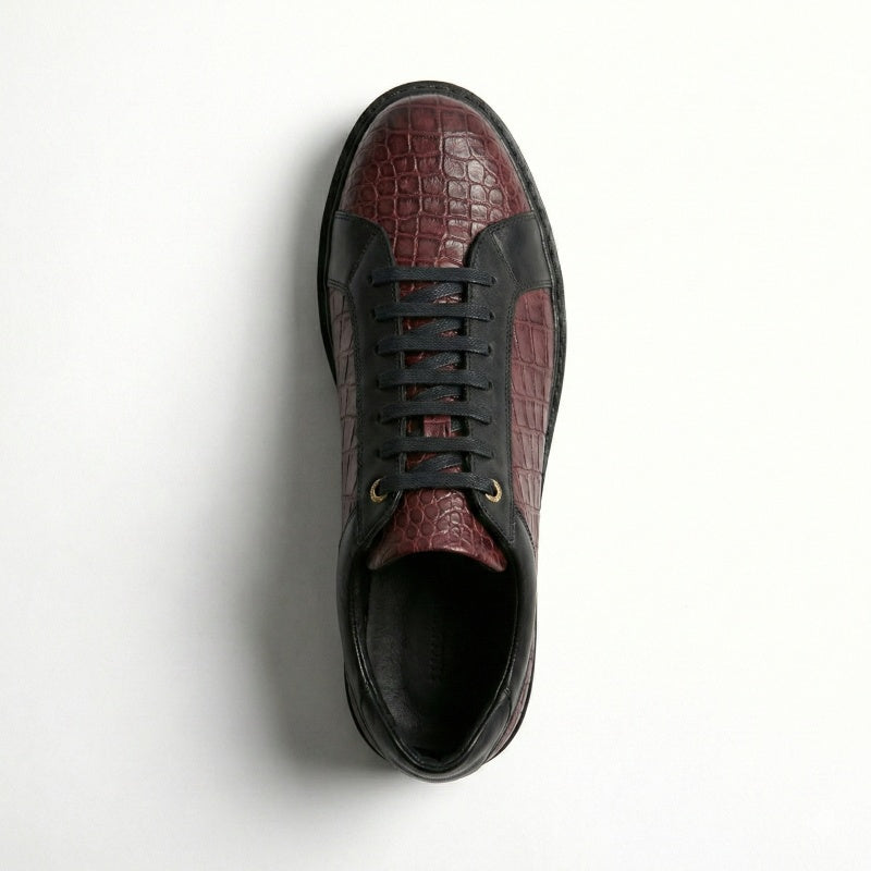 Luxury Croc-Embossed Leather Sneakers