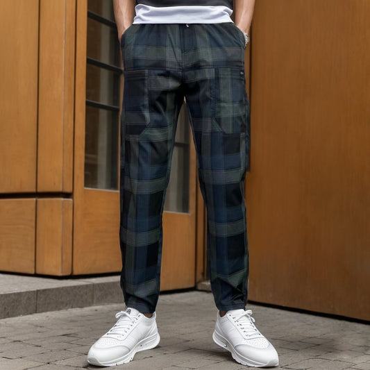 Multicolor Plaid Men's Casual Pants