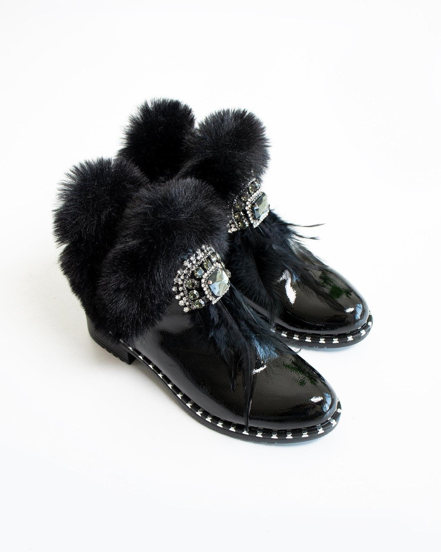 Women's Velvet Patent Leather Boots