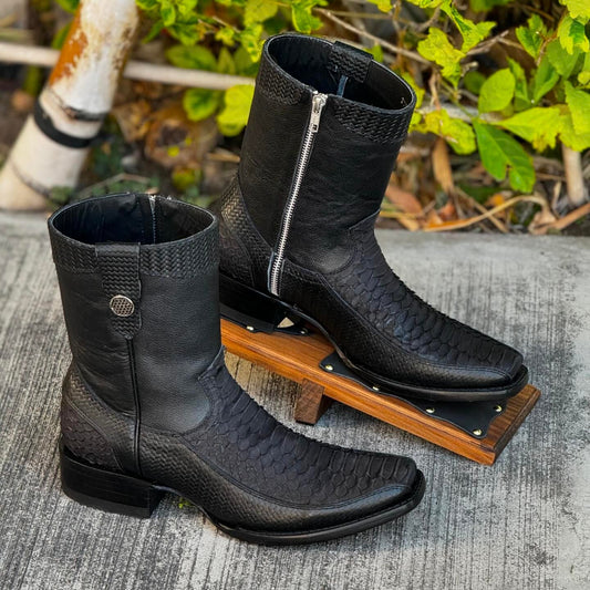 (?Last Day Promotion $15 OFF)Scale upper wear-resistant leather boots