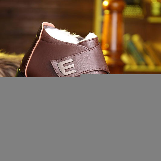 Velcro stitched leather business shoes