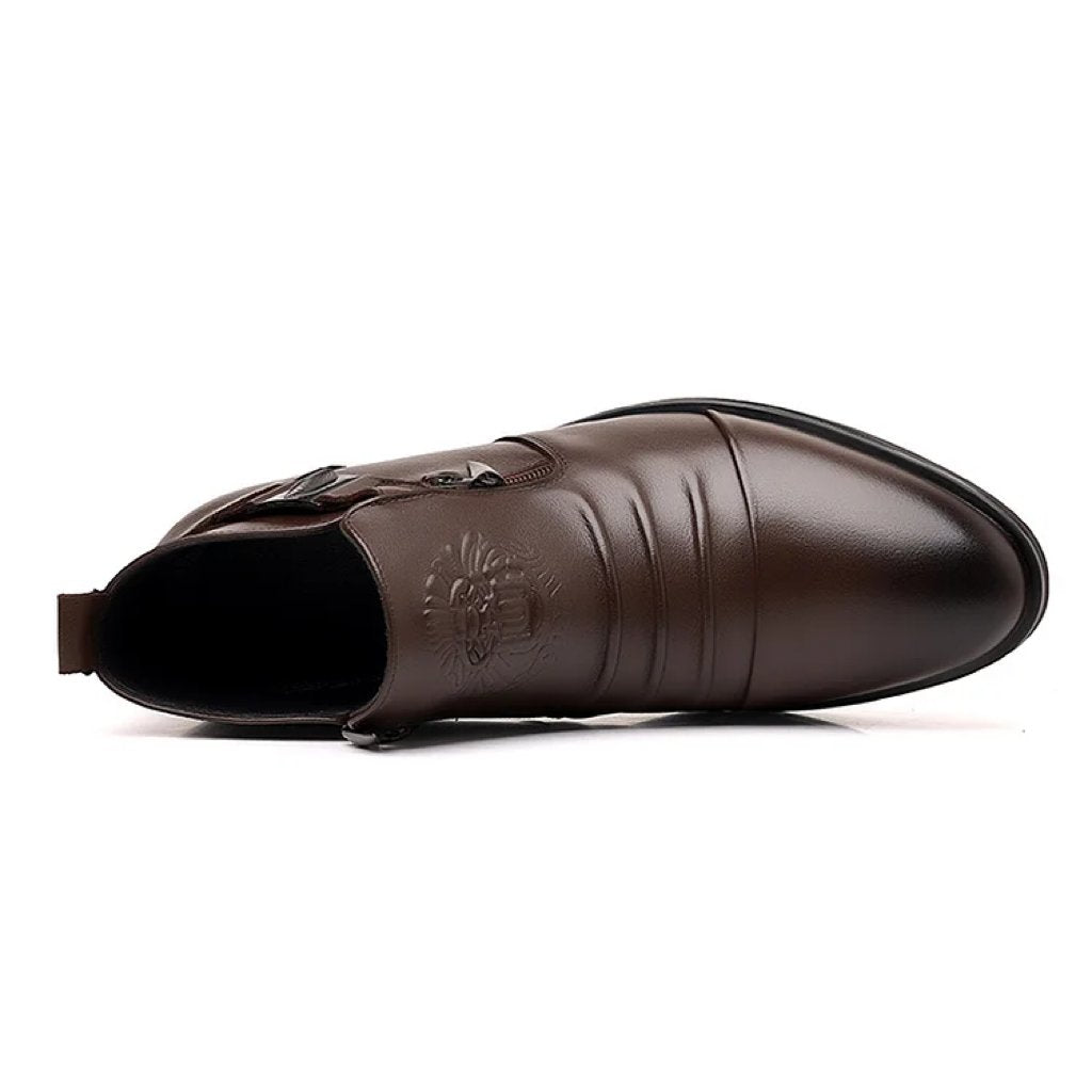 British pointed toe business casual leather boots
