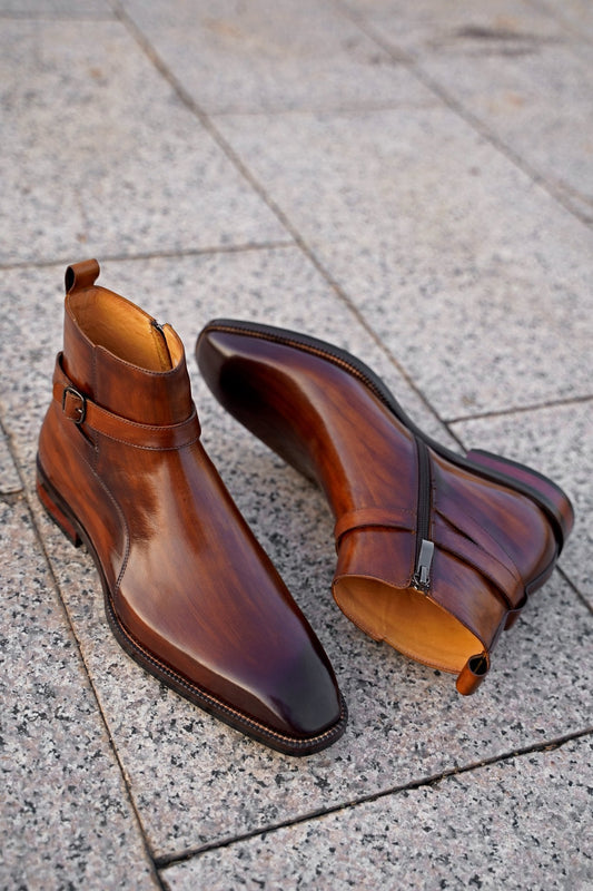 Men's Cowhide Chelsea Boots - Square Toe