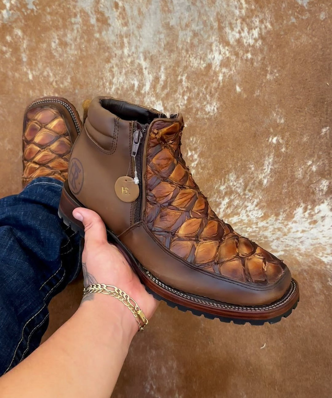 Italian Vintage Carved Cowboy Boots