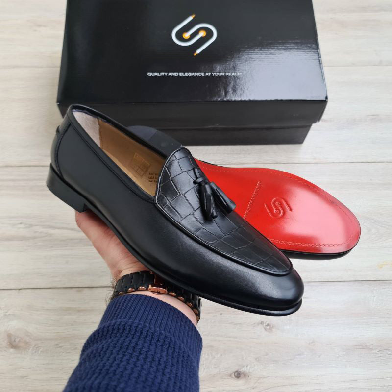 Luxury Frangiato Croco Green Men's Leather Loafers