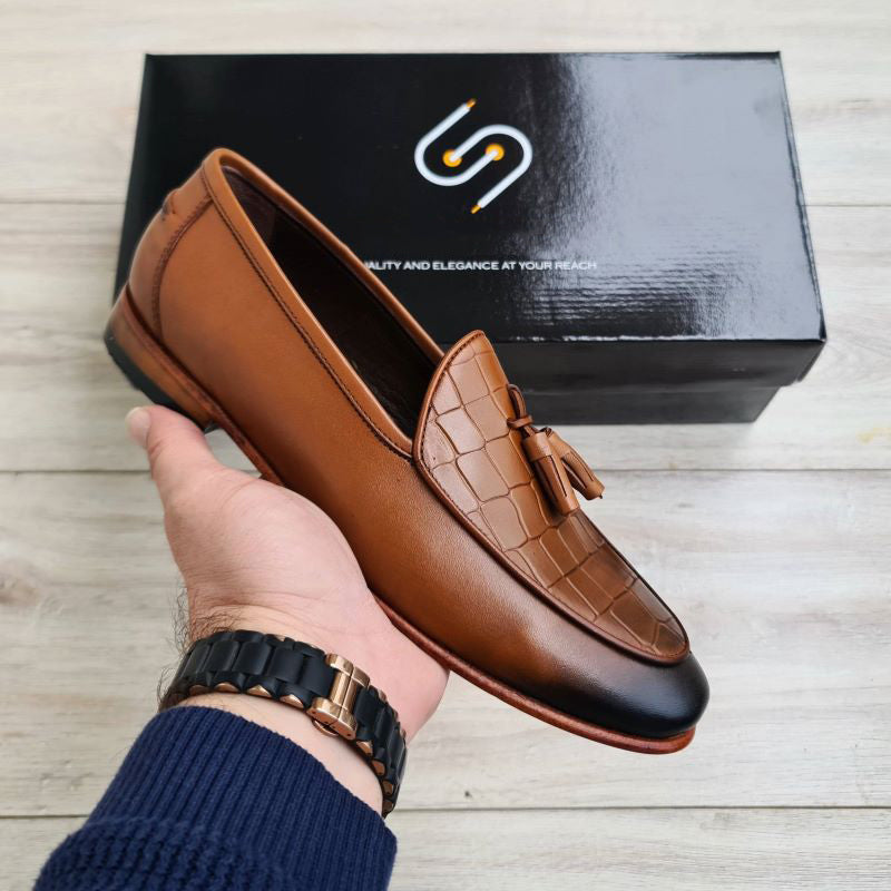 Luxury Frangiato Croco Green Men's Leather Loafers