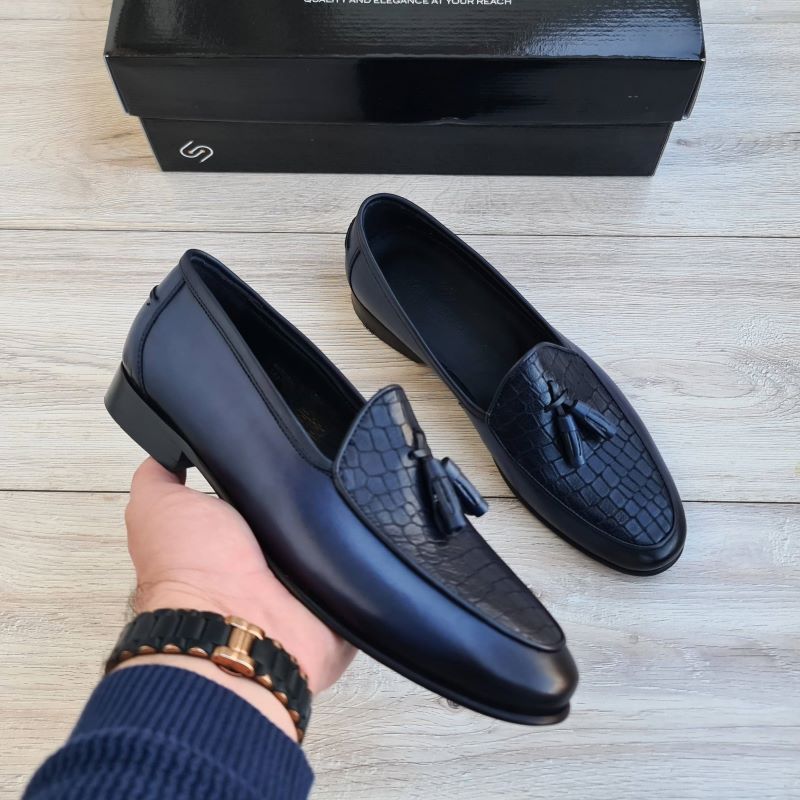 Luxury Frangiato Croco Green Men's Leather Loafers