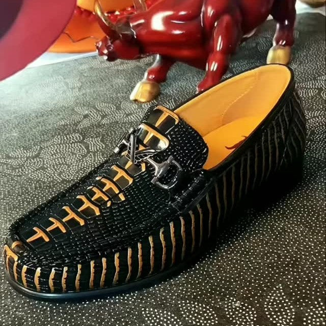 Men's leather crocodile pattern loafers