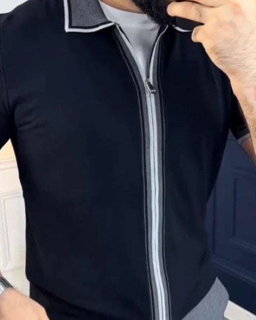 Men's summer zipper short sleeve