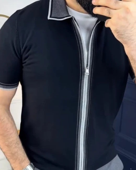 Men's summer zipper short sleeve