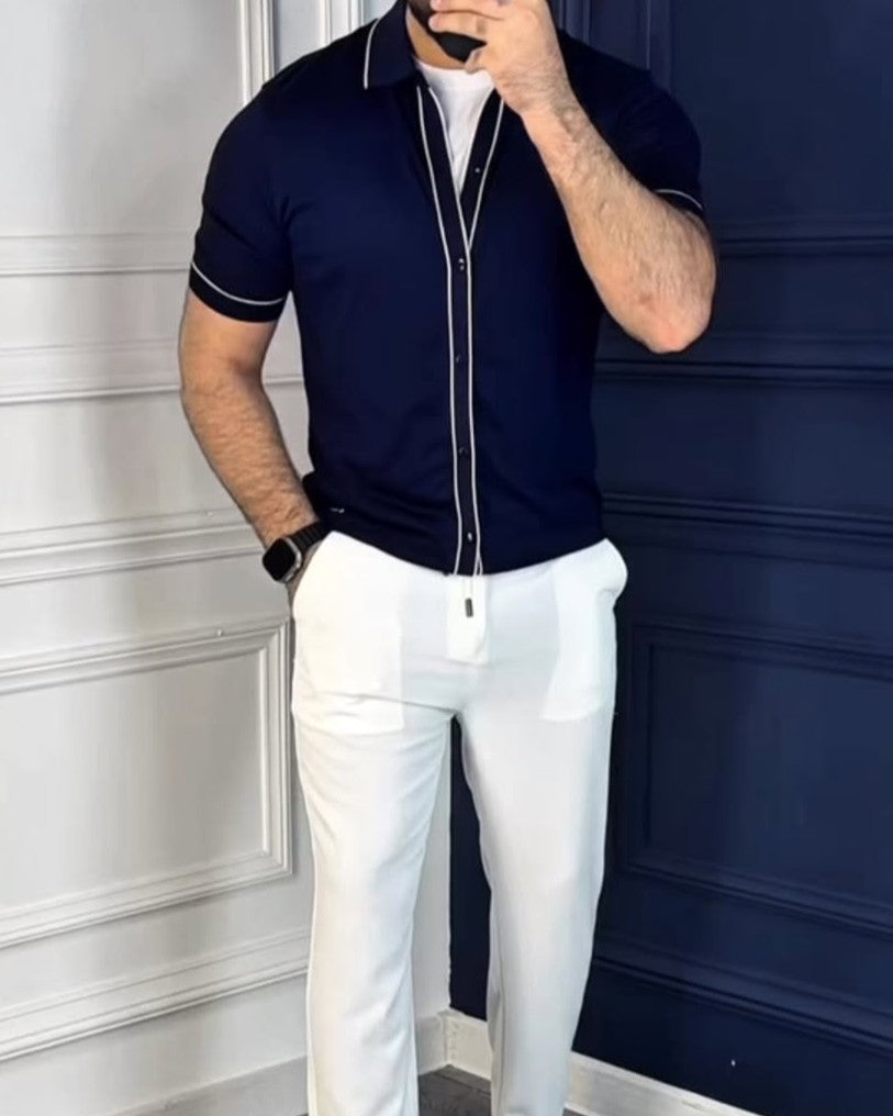 Men's summer zipper short sleeve