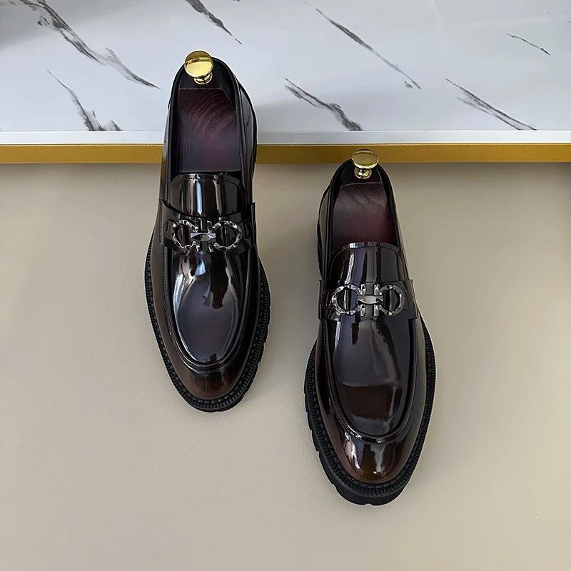 Men's versatile thick sole slip-on leather shoes
