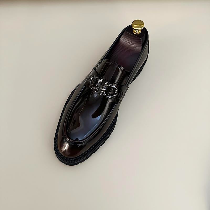 Men's versatile thick sole slip-on leather shoes