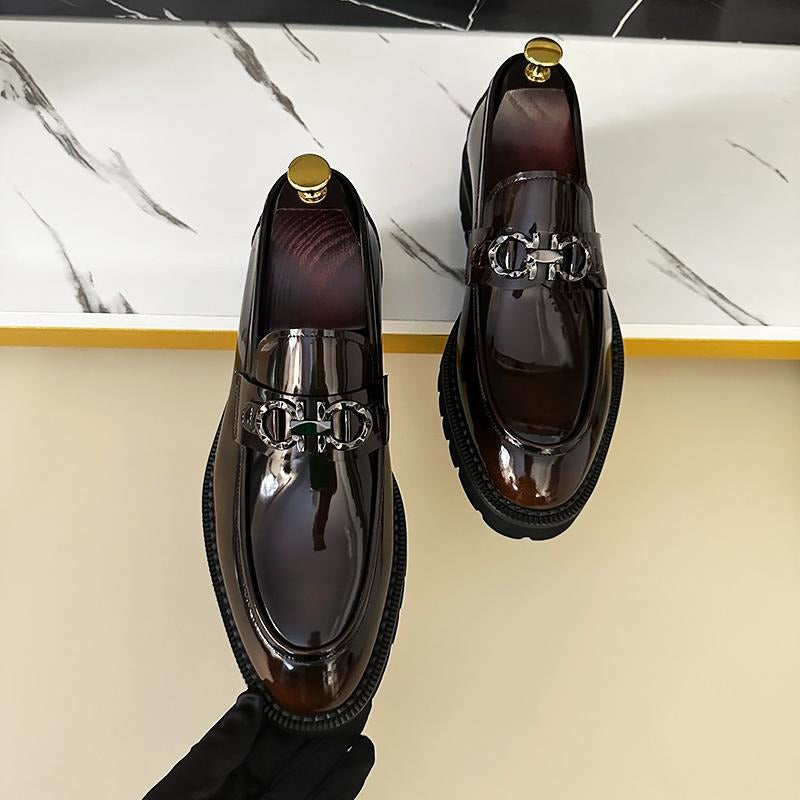 Men's versatile thick sole slip-on leather shoes