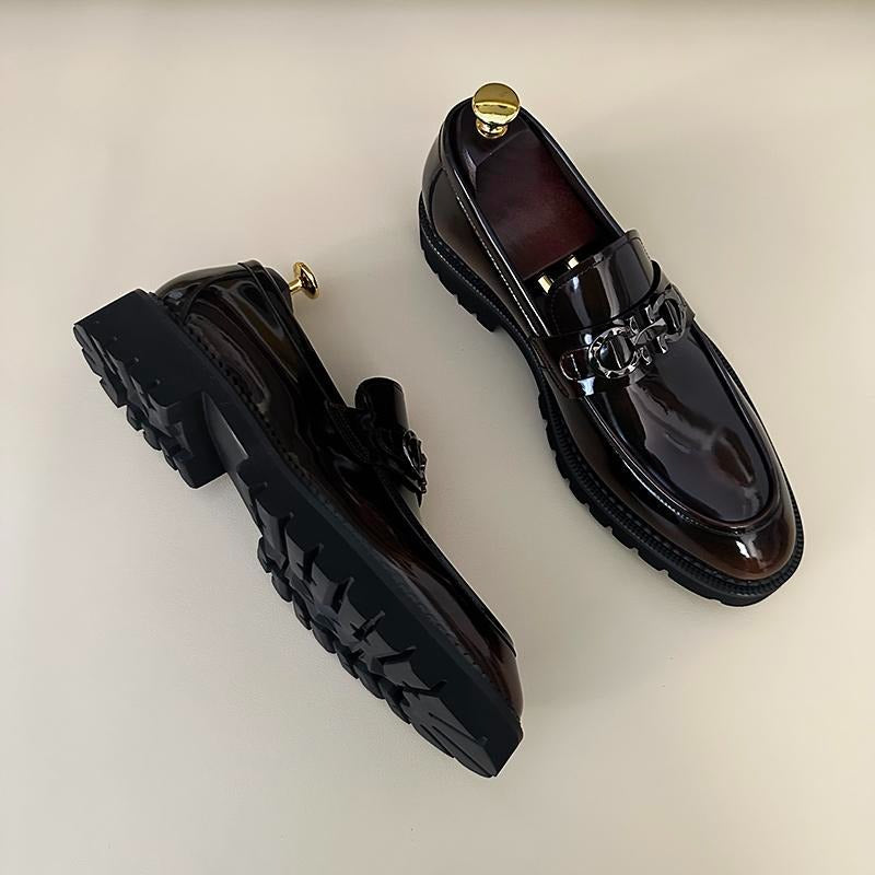 Men's versatile thick sole slip-on leather shoes