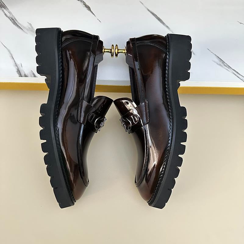 Men's versatile thick sole slip-on leather shoes