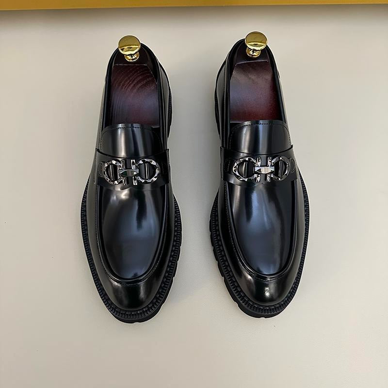 Men's versatile thick sole slip-on leather shoes