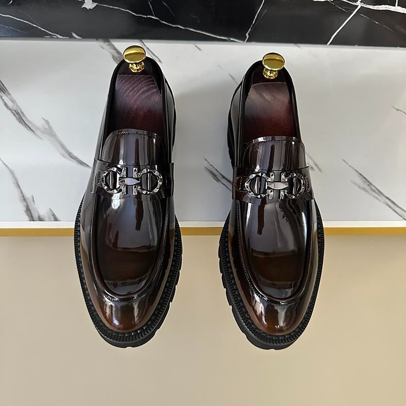 Men's versatile thick sole slip-on leather shoes