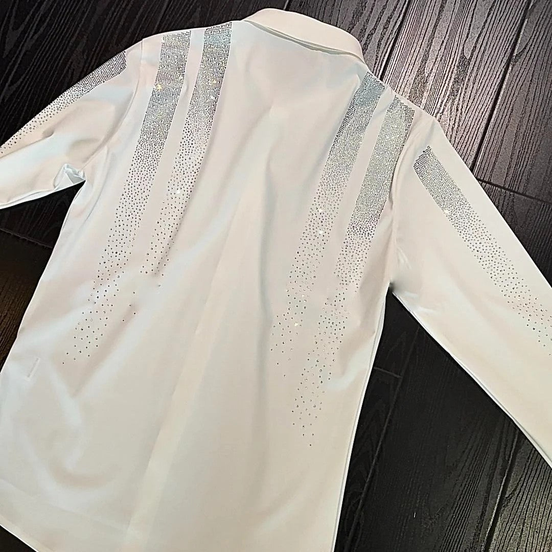 Men's heavy-duty hot-drilled elastic trendy anti-wrinkle slim-fitting shirt