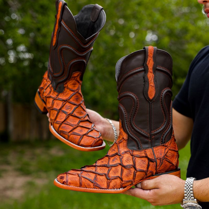 Artisan Rustic Matte Pirarucu Leather Boots