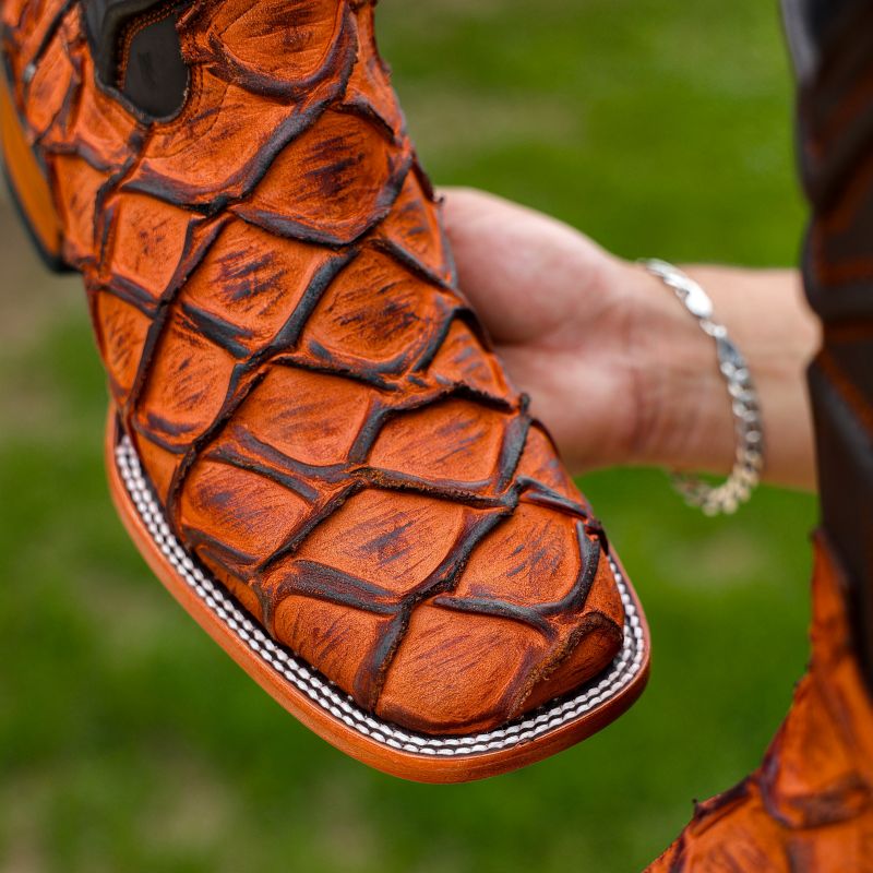 Artisan Rustic Matte Pirarucu Leather Boots