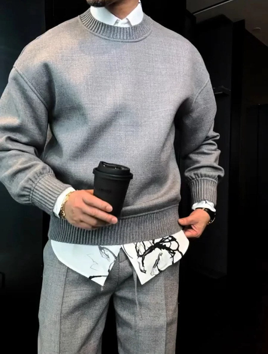 Men's Slightly Crew Neck Sweatshirt Set