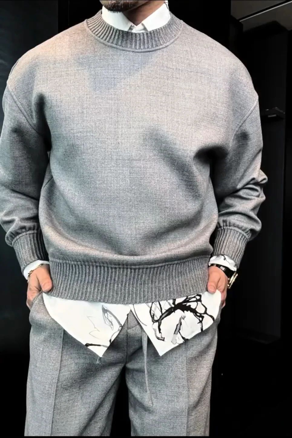 Men's Slightly Crew Neck Sweatshirt Set
