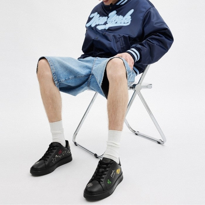 Sketch Print High-top Leather Sneakers