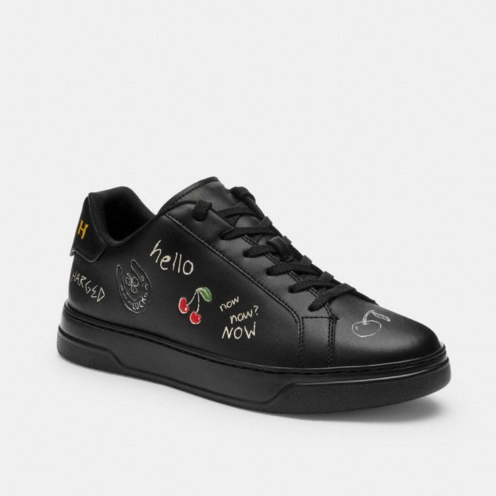 Sketch Print High-top Leather Sneakers