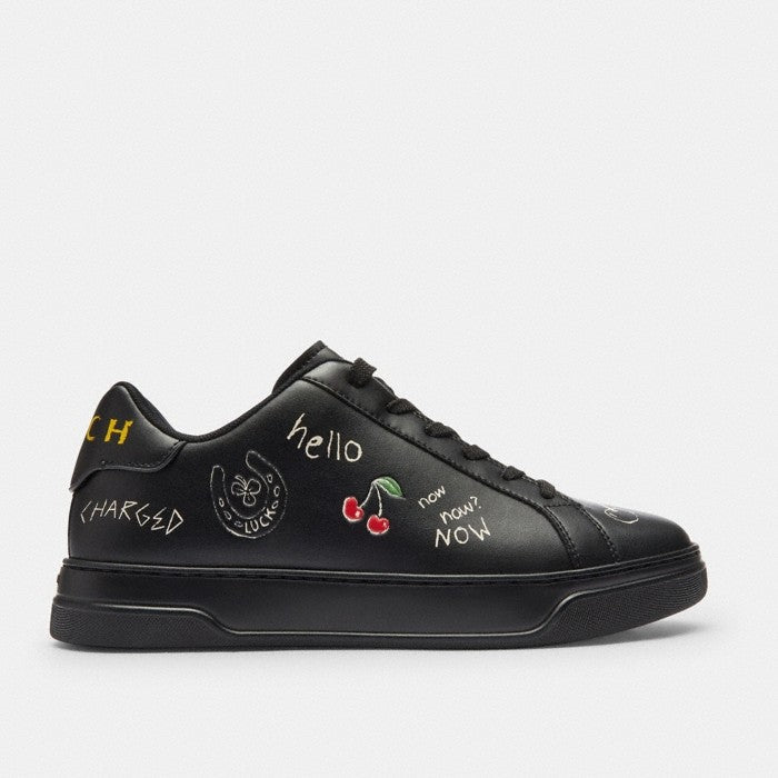 Sketch Print High-top Leather Sneakers