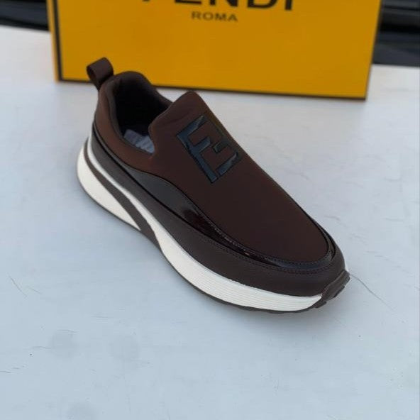 Double F Jacquard Motif Leather Flow Sneakers