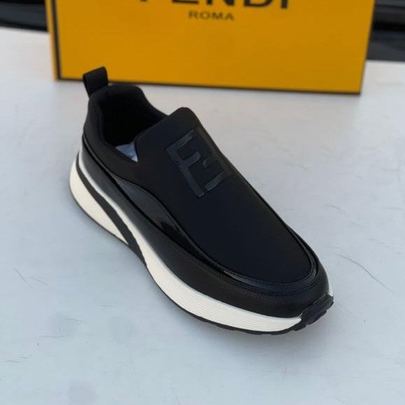 Double F Jacquard Motif Leather Flow Sneakers