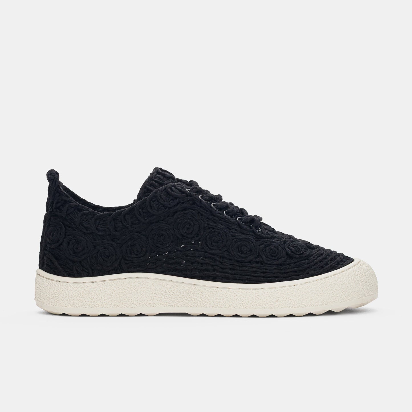 Lace-up Athletic Shoes with Woven Straw Detail