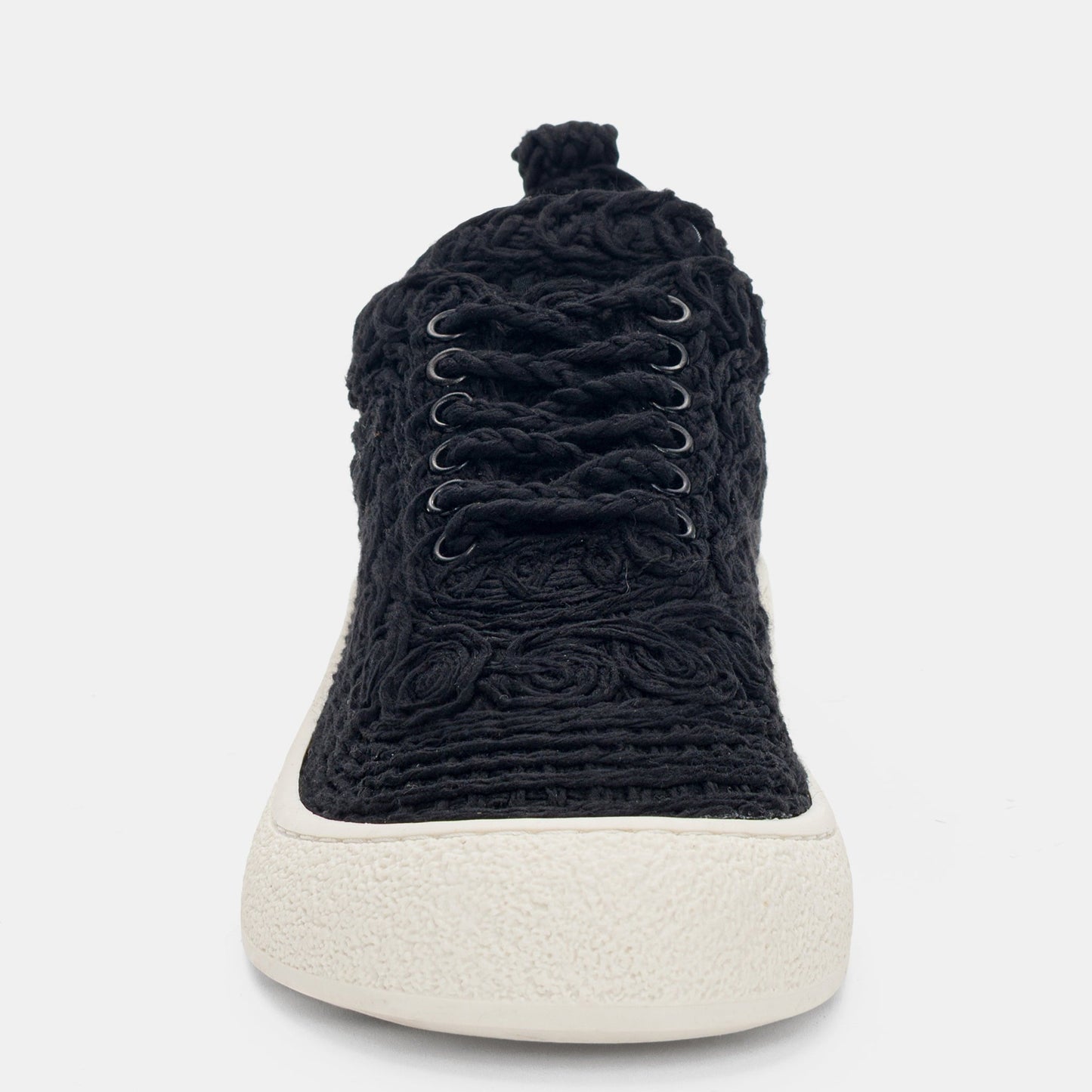 Lace-up Athletic Shoes with Woven Straw Detail