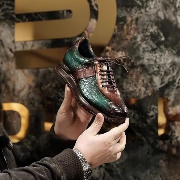 Alligator and Ostrich Quill Leather Sneaksers