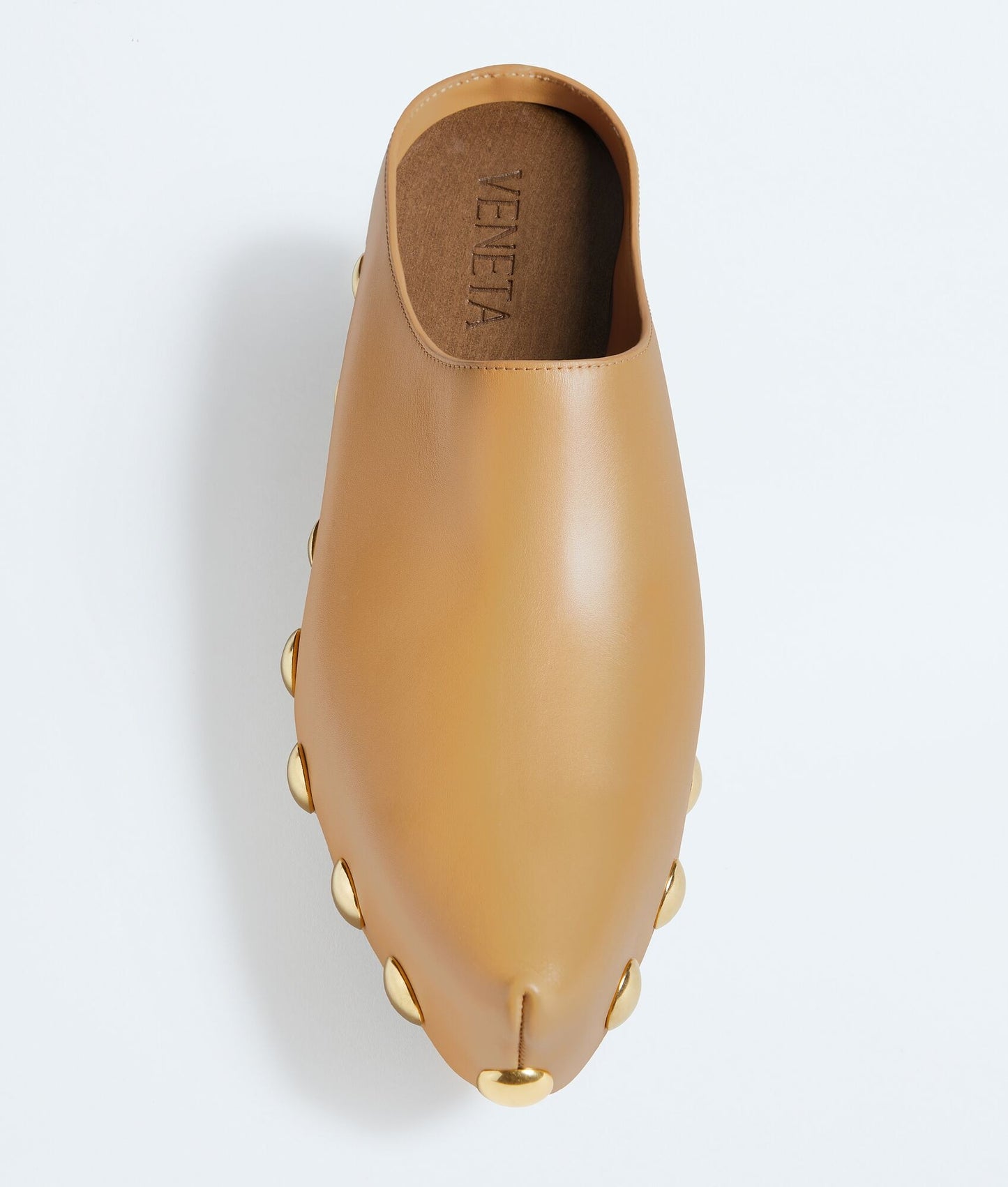 Gold Studded Calfskin Leather Mule Clog