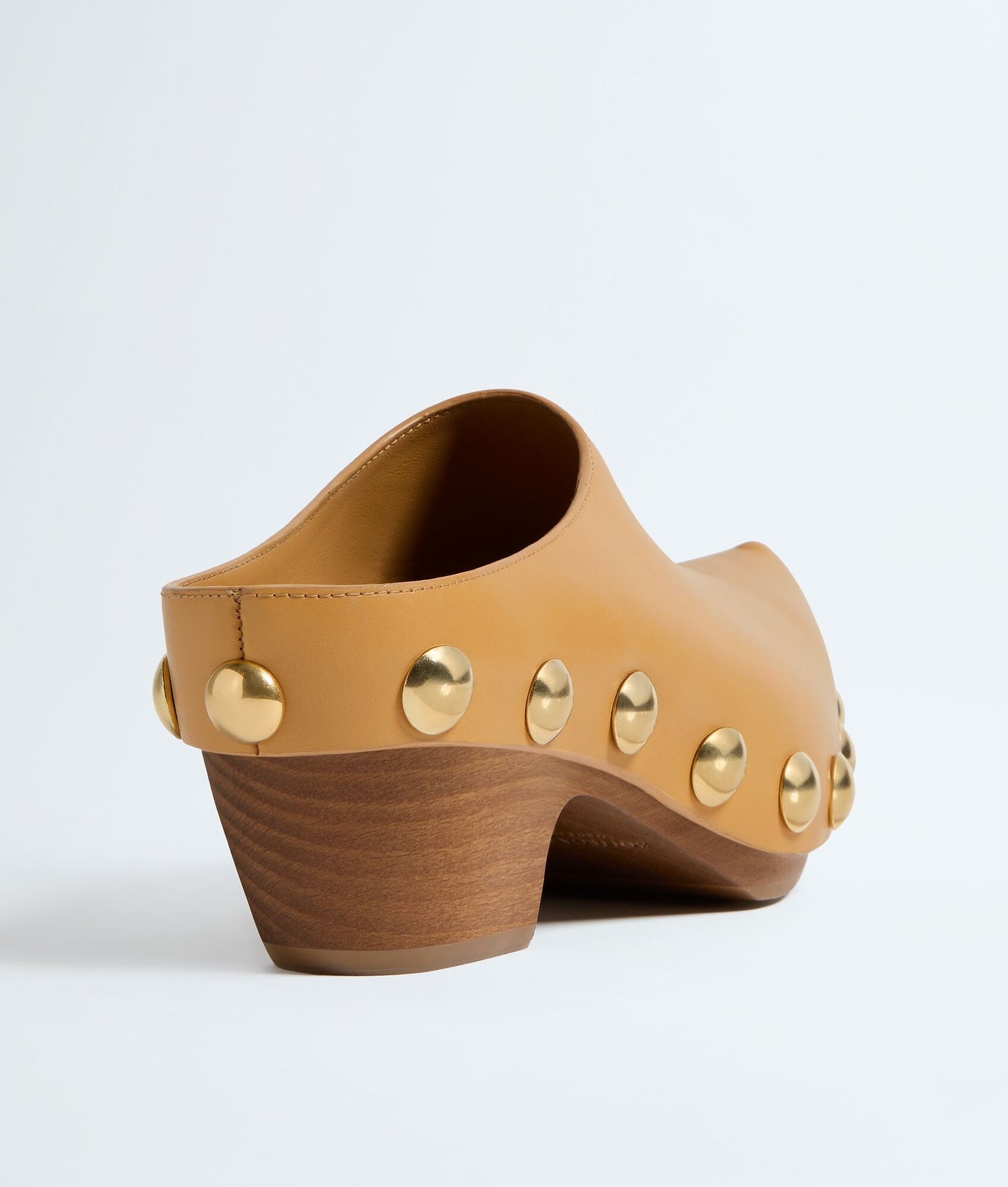 Gold Studded Calfskin Leather Mule Clog