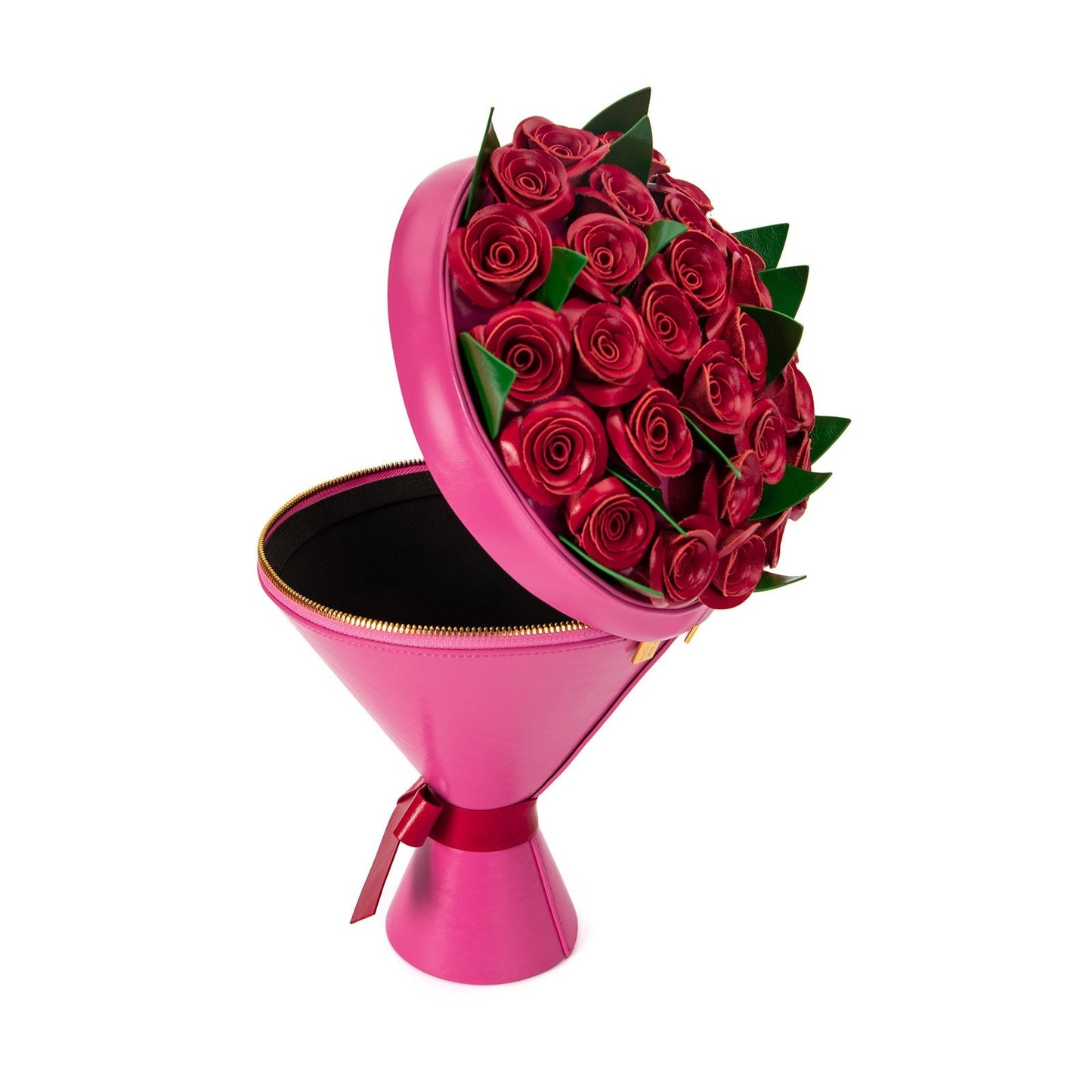 Red Rose Bouquet Leather Handbag