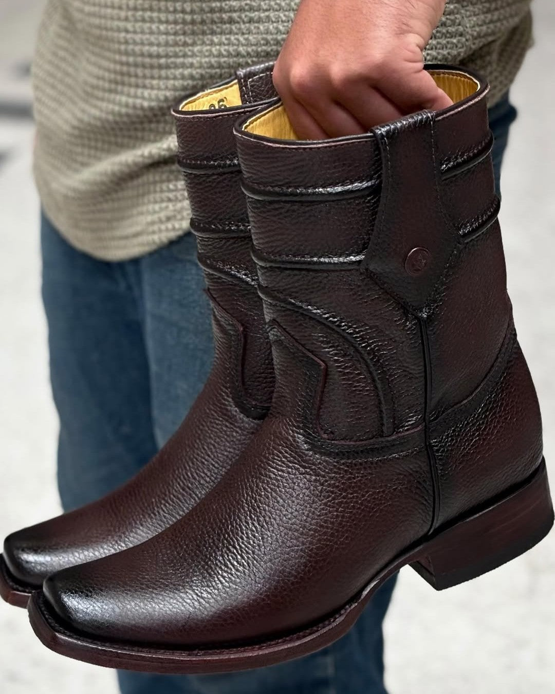 Elegant Dark Brown Suede Cowboy Boots