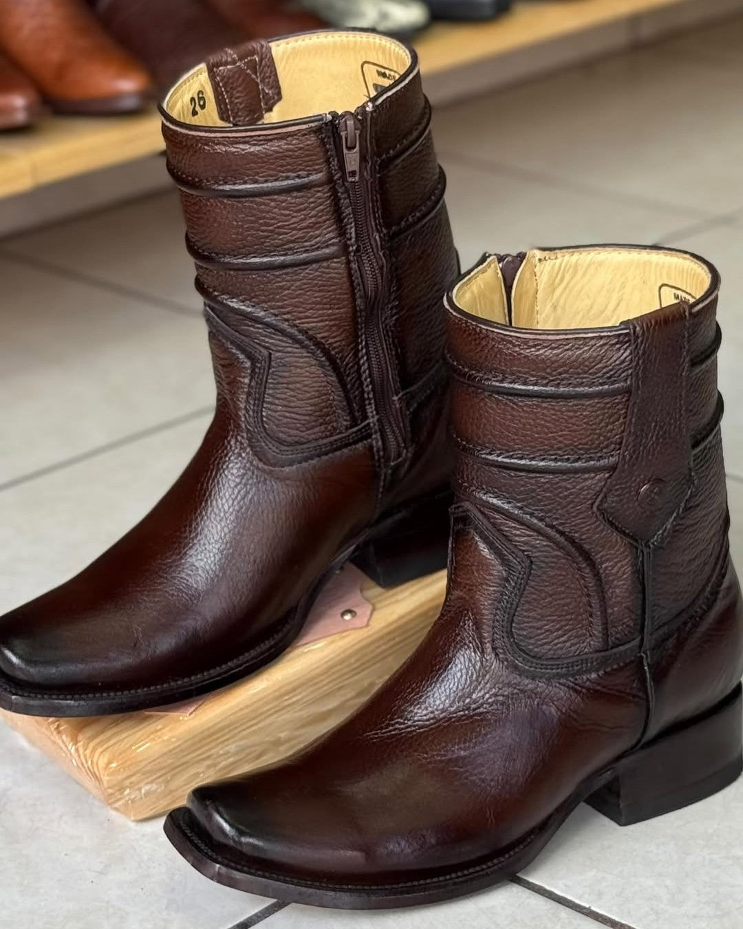 Elegant Dark Brown Suede Cowboy Boots