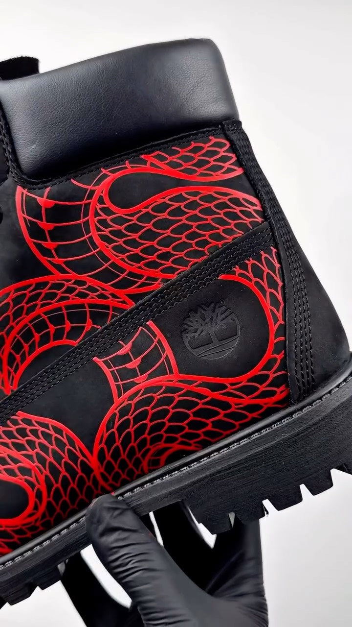 Red Snakeskin 6-inch Outdoor Sports Boots