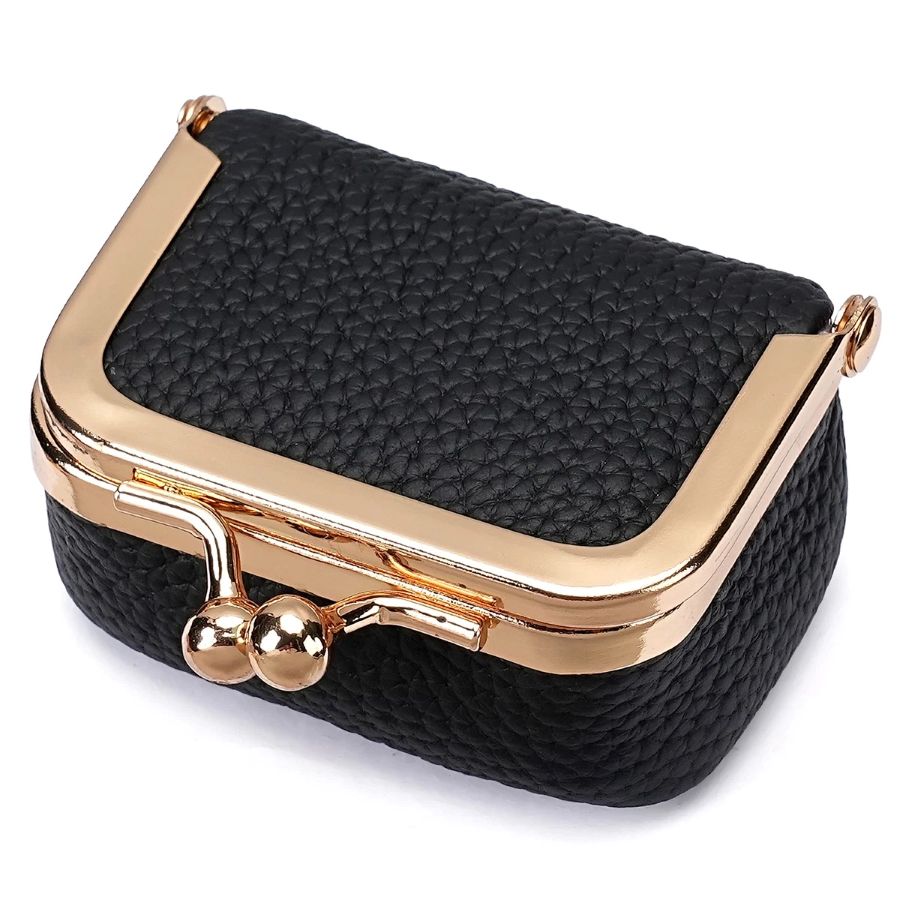 Genuine Leather Kiss Lock Mini Wallet